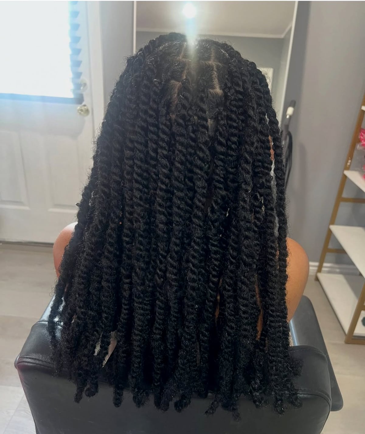 Long dark twisted braids